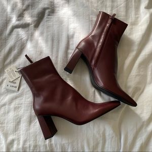 New in box zara maroon leather ankle boots